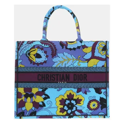 Dior Blue/Purple Canvas Book Tote Large Tote Bag