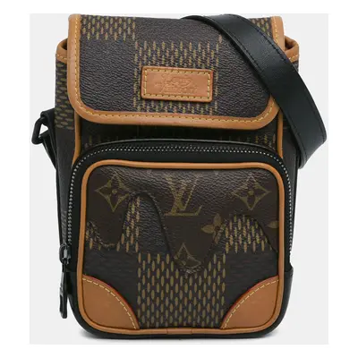 Louis Vuitton Brown Coated Canvas Nigo Giant Damier Ebene Monogram Nano Amazone Crossbody