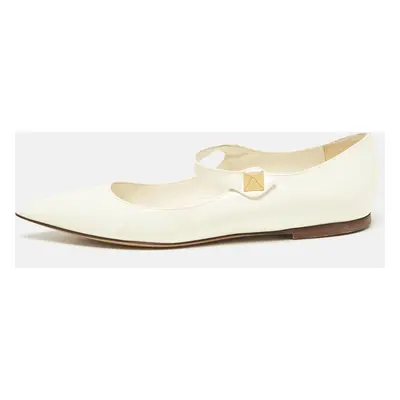 Valentino Off White Patent Leather Tiptoe Ballet Flats Size 37.5