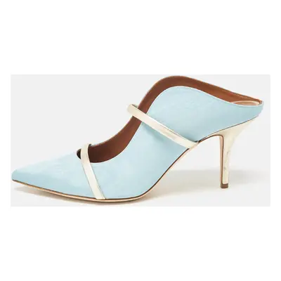 Malone Souliers Light Blue Fabric Maureen Pointed Toe Mules Size