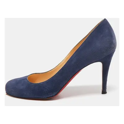 Christian Louboutin Blue Suede Simple Round Toe Pumps Size