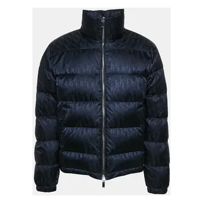 Dior Homme Navy Blue Oblique Pattern Nylon Puffer Jacket