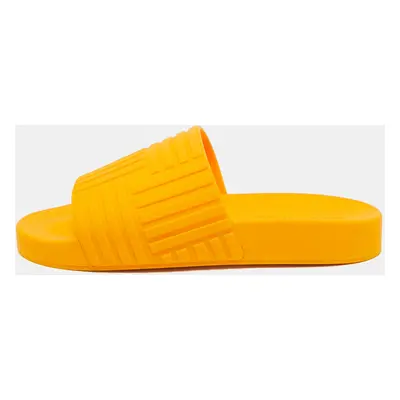 Bottega Veneta Orange Rubber Flat Slides Size