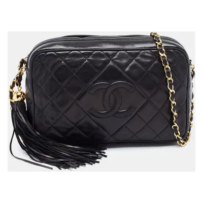 Chanel Black Quilted Leather Tassel Camera Bag