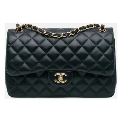 Chanel Black Lambskin Jumbo Classic Double Flap Bag