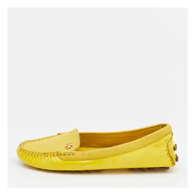 Tory Burch Yellow Patent Leather And Leather Slip On Loafers Size 36.5