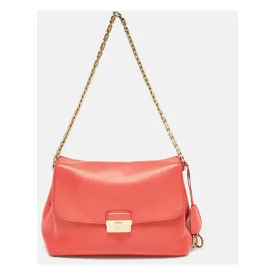 Dior Coral Pink Leather Large Diorling Shoulder Bag