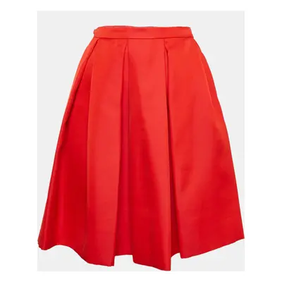 Prada Red Crepe Box Pleats Short Skirt