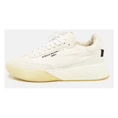 Stella McCartney White Faux Suede and Fabric Loop Sneakers Size