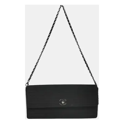 Chanel Black Satin East West Shoulder Bag