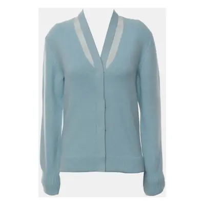 Fendi Blue Wool, Cashmere Knitted Cardigan IT Women