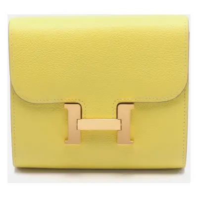 Hermes Constance Compact Bifold Wallet Yellow