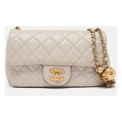 Chanel Pale Pink Quilted Leather Mini Pearl Crush Rectangular Flap Bag