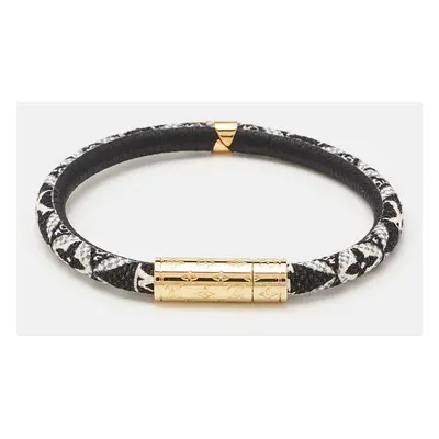 Louis Vuitton Daily Confidential Monogram Leather Gold Tone Bracelet