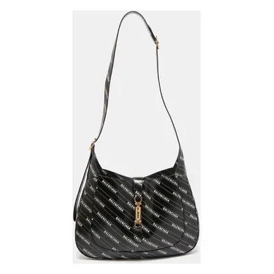 Gucci x Balenciaga Black/White Leather Medium The Hacker Project Jackie Hobo