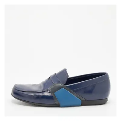 Prada Blue Leather Slip on Loafers Size 41.5