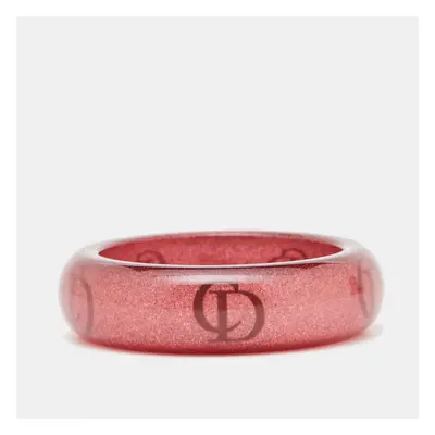 Dior CD Red Glittering Logo Resin Bangle Bracelet