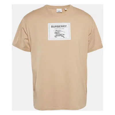 Burberry Beige Cotton Logo Patch Detail T-Shirt