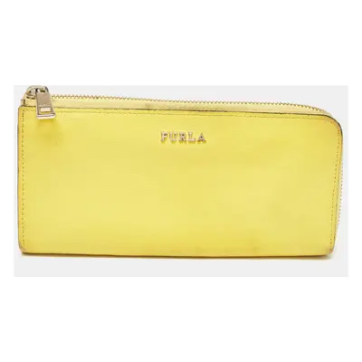 Furla Yellow Leather Zip Continental Wallet