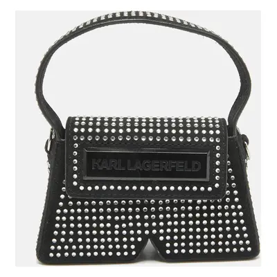 Karl Lagerfeld Black Suede Nano Crystals Ikon/K Bag