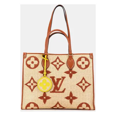 Louis Vuitton Brown Raffia Monogram Giant OnTheGo MM Bag