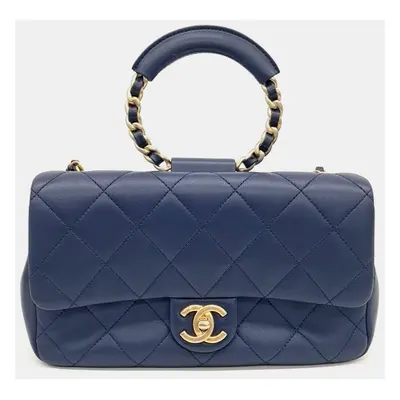 Chanel Navy Blue Leather In The Loop Chain Shoulder Bag