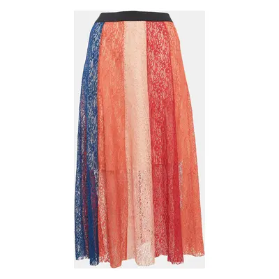 Maje Multicolor Lace Paneled Midi Skirt