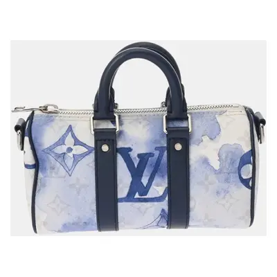 Louis Vuitton White/Blue Canvas Monogram Watercolor Keepall Handbag