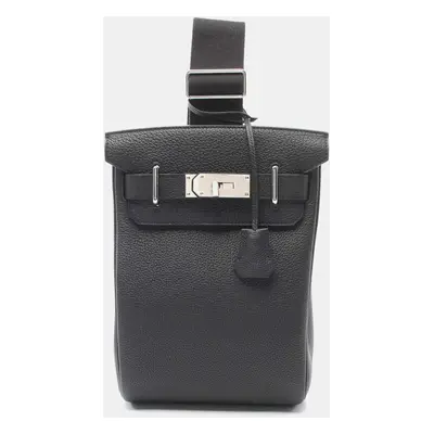 Hermes Black Leather Kelly Accado Pm Waist Bag