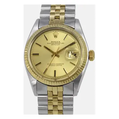 Rolex Champagne 18K Yellow Gold Stainless Steel Datejust Automatic Men's Wristwatch mm