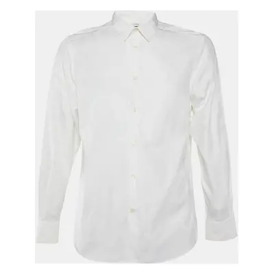 Versace Collection White Tiger Pattern Cotton Button Front Shirt