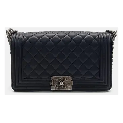 Chanel Black Leather Boy Medium Bag