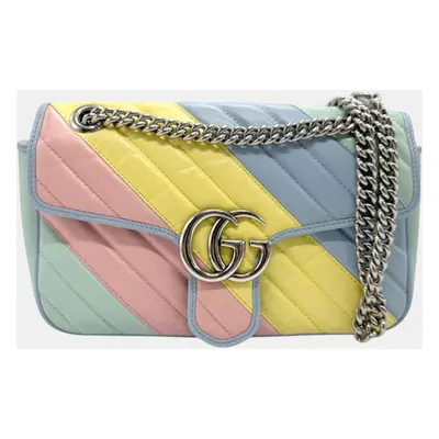 Gucci Leather Multicolor Silver Gg Marmont Shoulder Bag