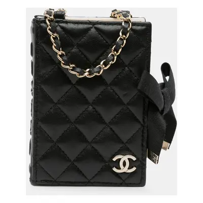 Chanel Quilted Lambskin Book Card Holder On Chain