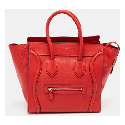 Celine Red Leather Mini Luggage Tote