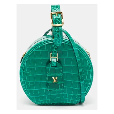 Louis Vuitton Green Crocodile Petite Boite Chapeau Bag