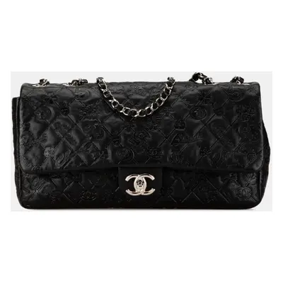 Chanel Black Leather Matelasse Icon Chain Shoulder Handbag