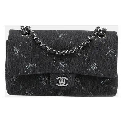 Chanel Black Denim Medium Double Flap Bag