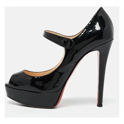 Christian Louboutin Black Patent Leather Zeppa Pumps Size