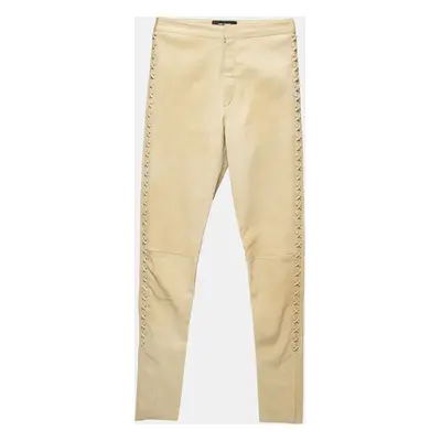 Isabel Marant Beige Leather Lace-Up Skinny Trousers