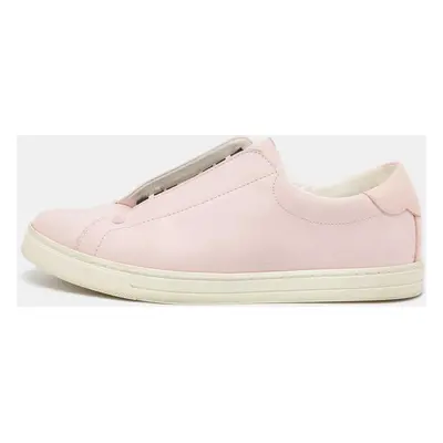 Fendi Pink Cotton Knit and Leather Slip On Sneakers Size