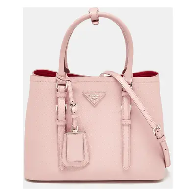 Prada Pink Saffiano Cuir Leather Double Handle Tote