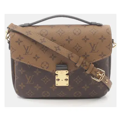 Louis Vuitton Coated Canvas Leather Brown Black Pochette Metis Mm Monogram Reverse Handbag