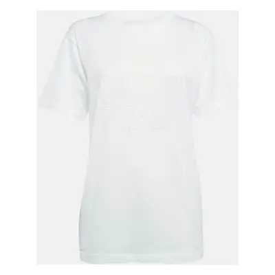 Dolce & Gabbana White Logo Embroidered Cotton T-Shirt