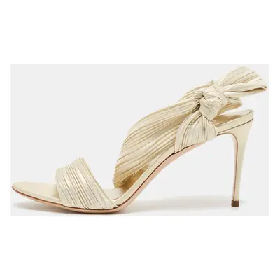 Casadei Cream Fabric Ankle Strap Sandals Size