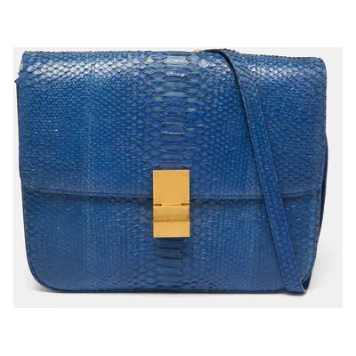 Celine Blue Python Large Classic Box Shoulder Bag