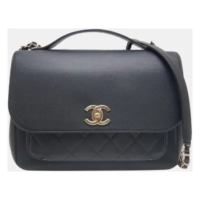 Chanel Black Leather Business Affinity Large Shoulder Bag