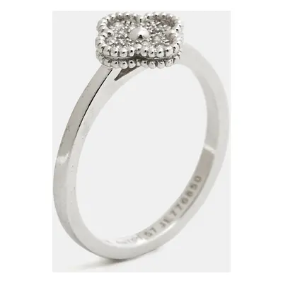 Van Cleef & Arpels Sweet Alhambra Diamond 18k White Gold Ring Size