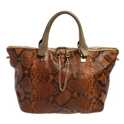 Chloe Brown Python and Leather Baylee Tote