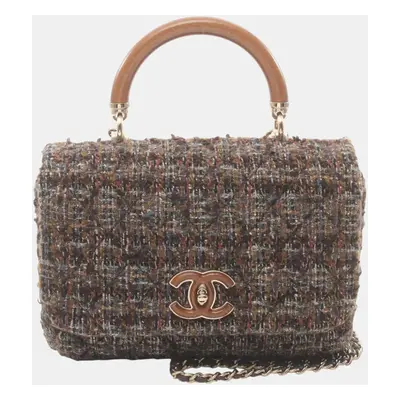 Chanel Fabric Brown Multicolor Matelasse Shoulder Bag